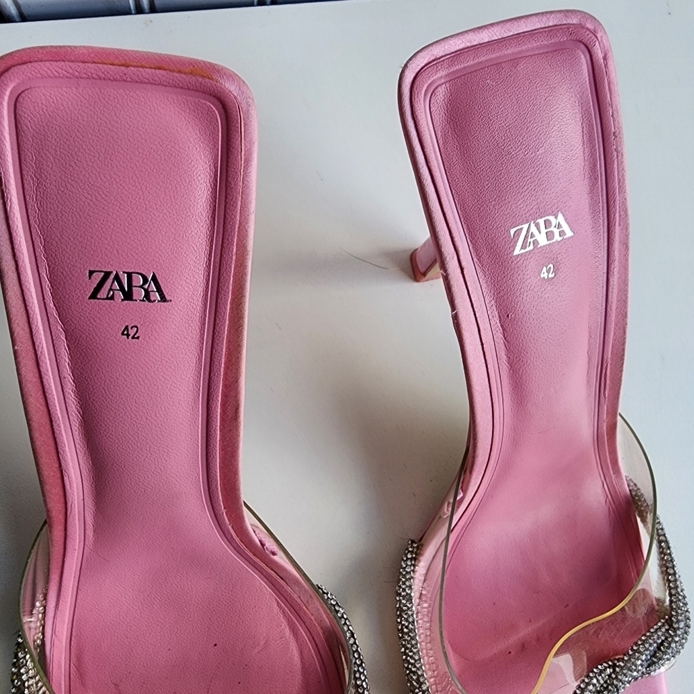 Zara Pink High Heel Slippers Women Heeled Sandals Woman Heels Sz 42 US Size 11 - Picture 4 of 10